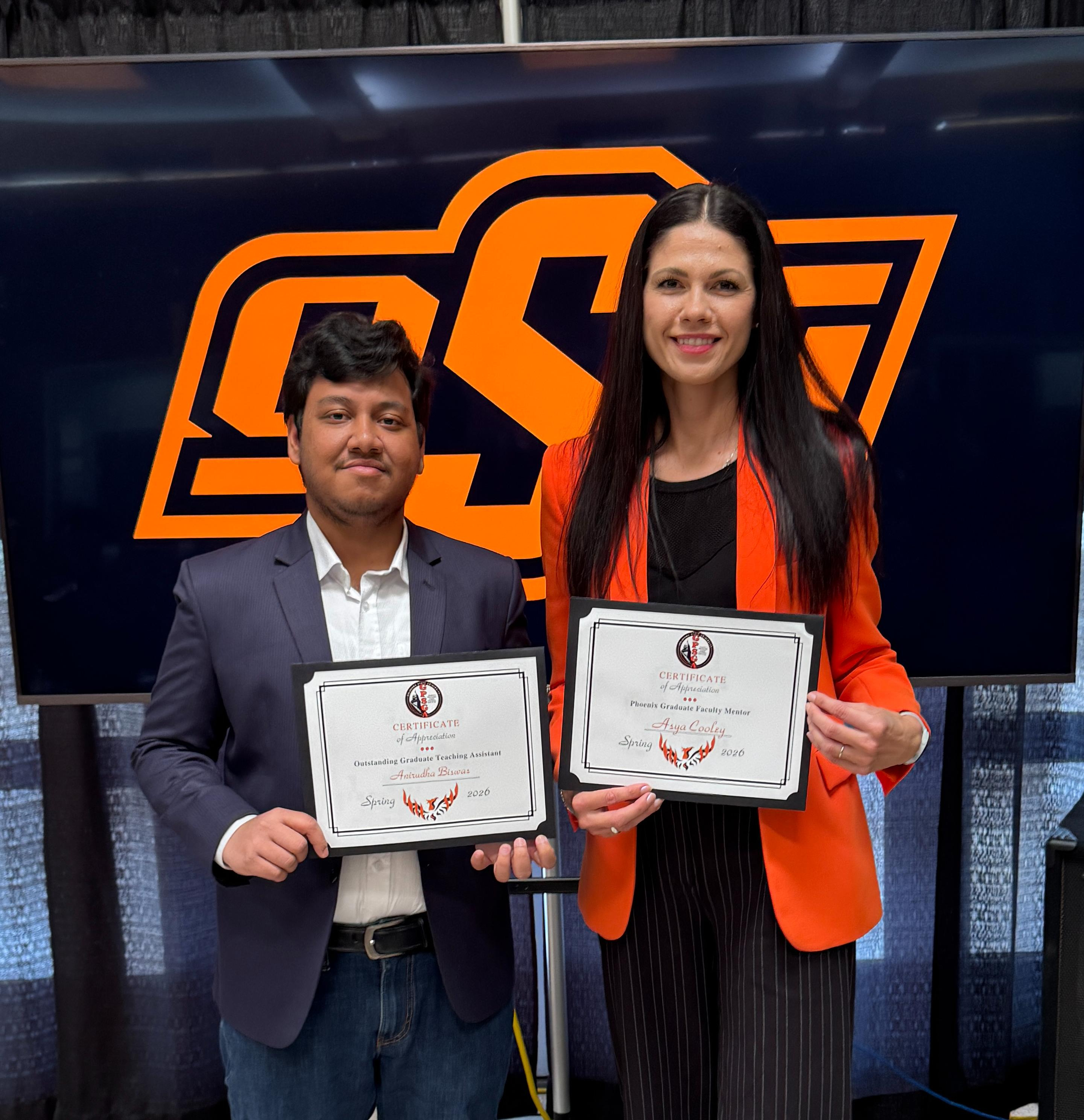 Two MESA members recognized at OSU Graduate College Awards Ceremony